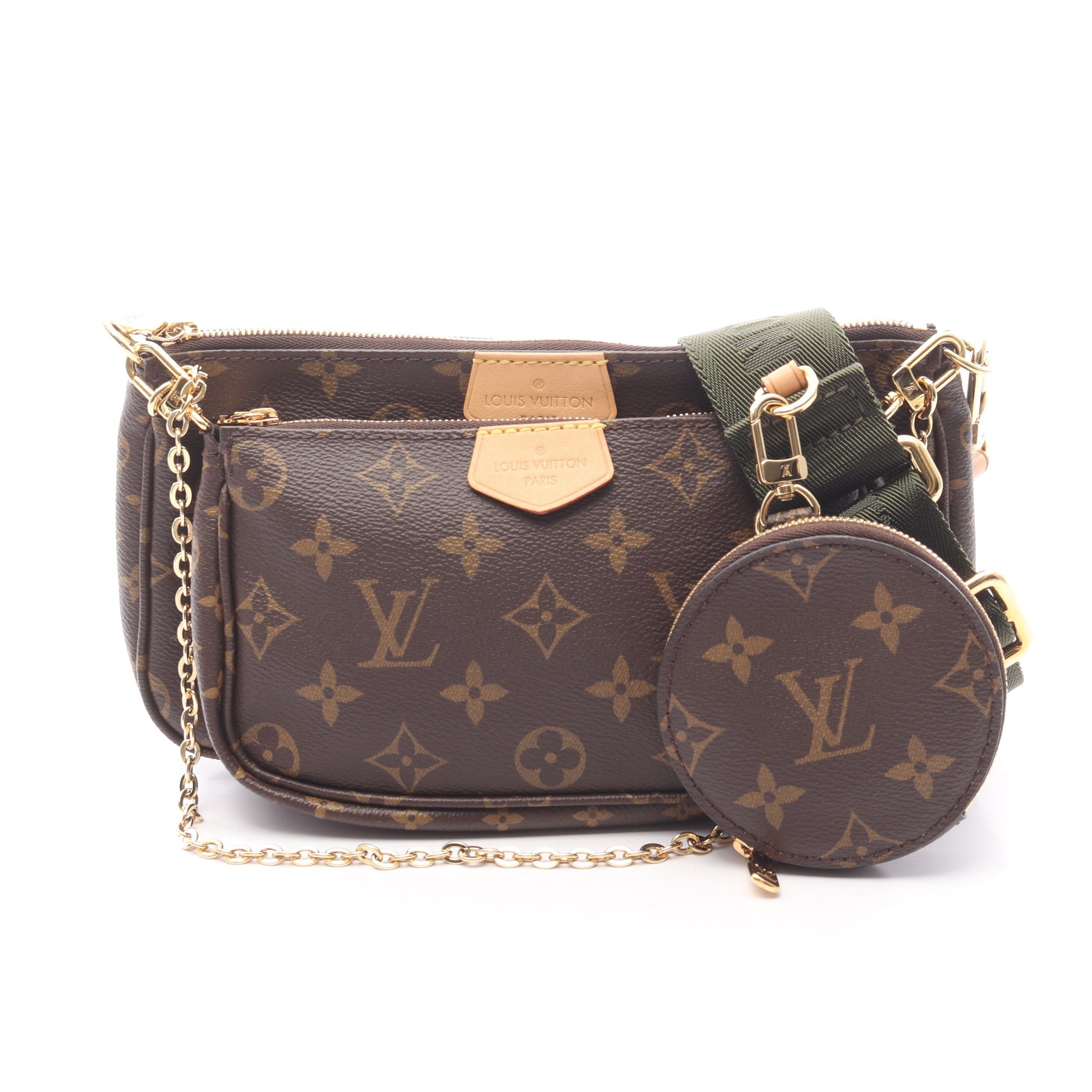 SALE ！本日限り Louis Vuitton ショルダーバッグ ミュルティ ポシェットアクセソワール モノグラム カーキ ショルダー