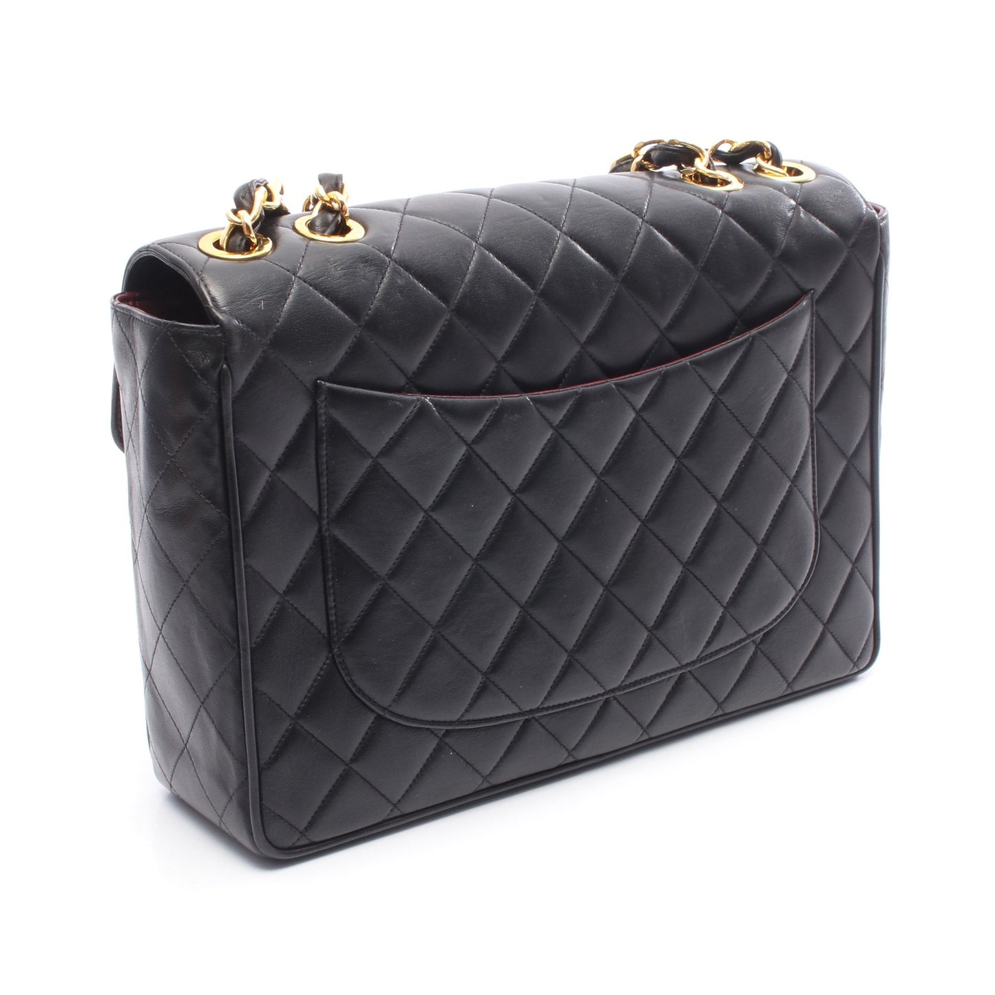 デカマトラッセ 30 シングルフラップ Wチェーンショルダーバッグ ラムスキン ブラック ゴールド金具 シャネル バッグ CHANEL