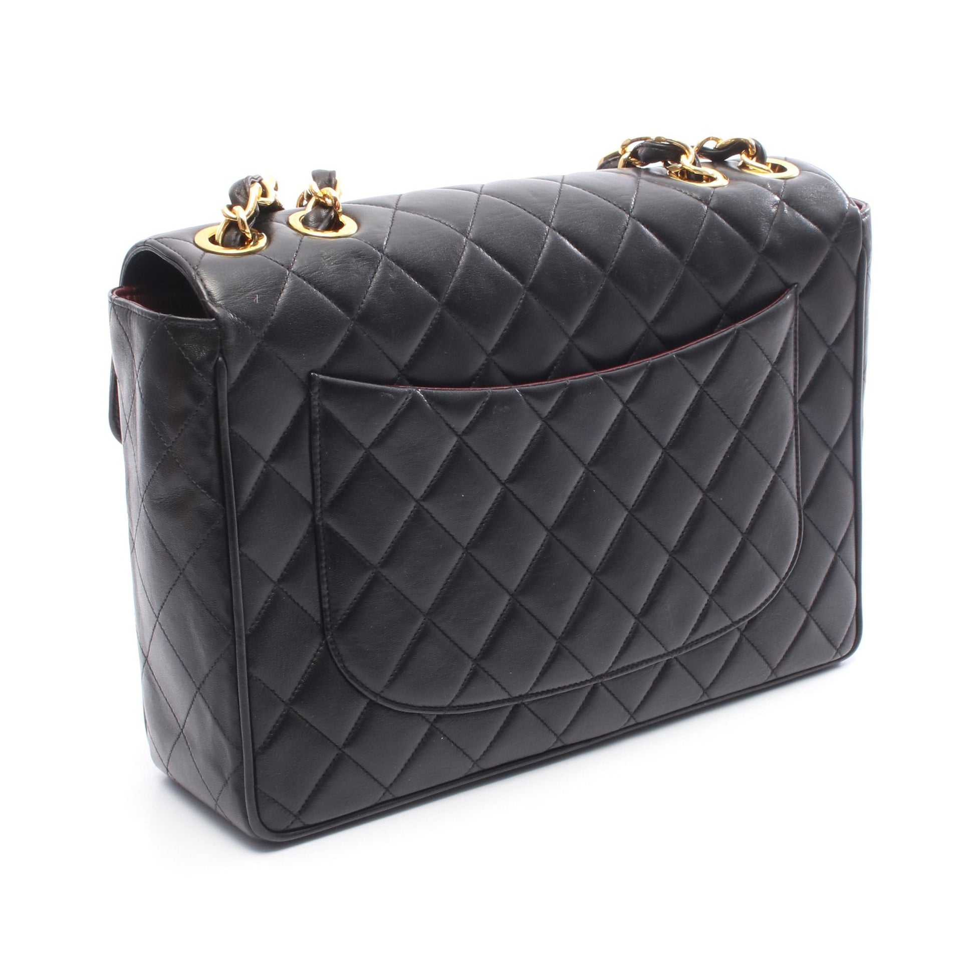 デカマトラッセ 30 シングルフラップ Wチェーンショルダーバッグ ラムスキン ブラック ゴールド金具 シャネル バッグ CHANEL