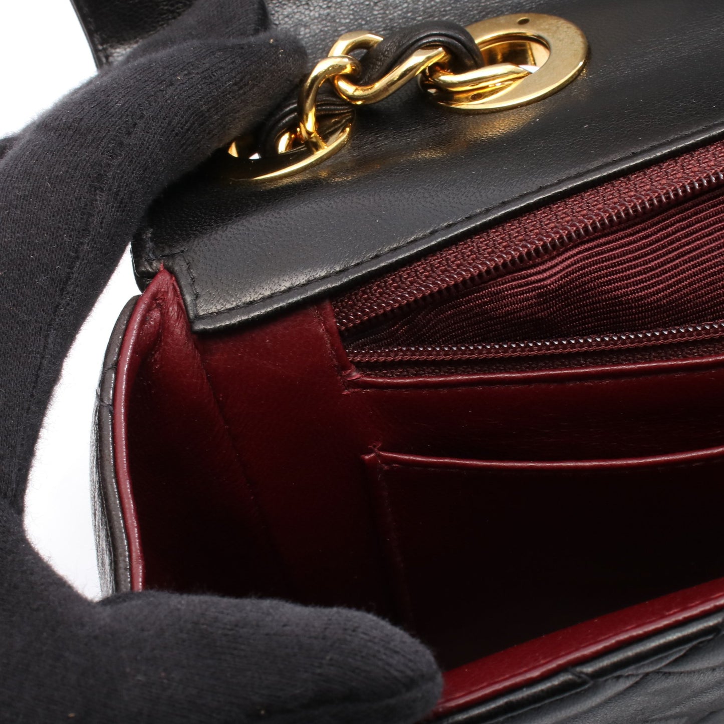 デカマトラッセ 30 シングルフラップ Wチェーンショルダーバッグ ラムスキン ブラック ゴールド金具 シャネル バッグ CHANEL
