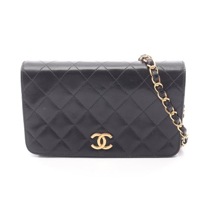 ミニマトラッセ フルフラップ チェーンショルダーバッグ ラムスキン ブラック ゴールド金具 シャネル バッグ CHANEL