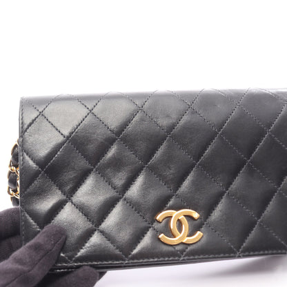 ミニマトラッセ フルフラップ チェーンショルダーバッグ ラムスキン ブラック ゴールド金具 シャネル バッグ CHANEL
