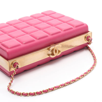 チョコバー チェーンショルダーバッグ ラムスキン ピンクパープル ゴールド金具 シャネル バッグ CHANEL