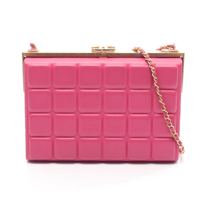 チョコバー チェーンショルダーバッグ ラムスキン ピンクパープル ゴールド金具 シャネル バッグ CHANEL