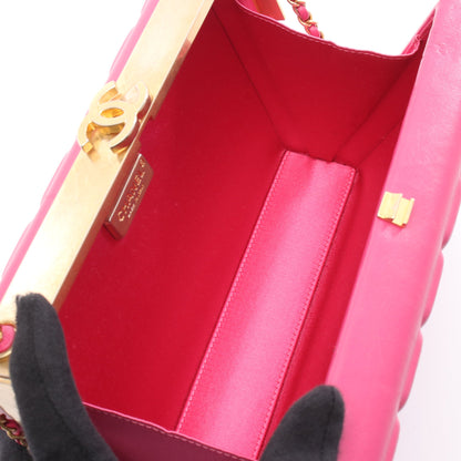 チョコバー チェーンショルダーバッグ ラムスキン ピンクパープル ゴールド金具 シャネル バッグ CHANEL