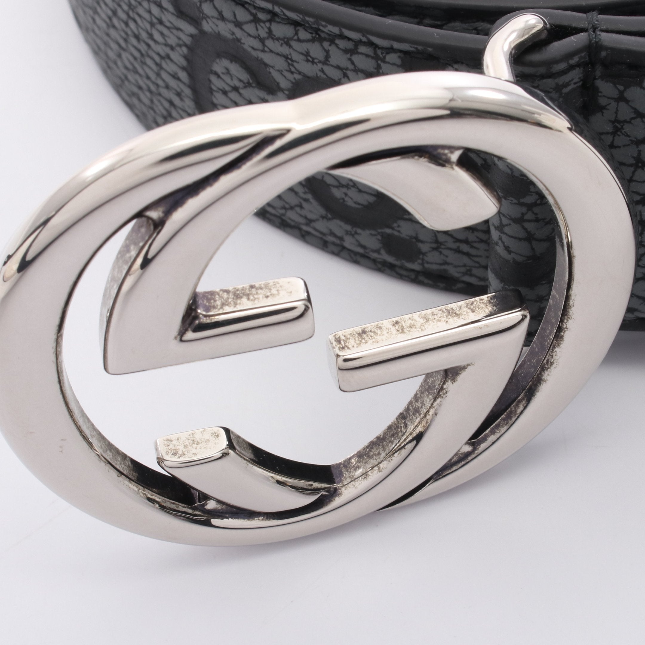 グッチ レザー Gロゴ ブラック シルバー グッチ GUCCI ダブルGロゴ ブラックレザーベルト シルバー - メルカリ