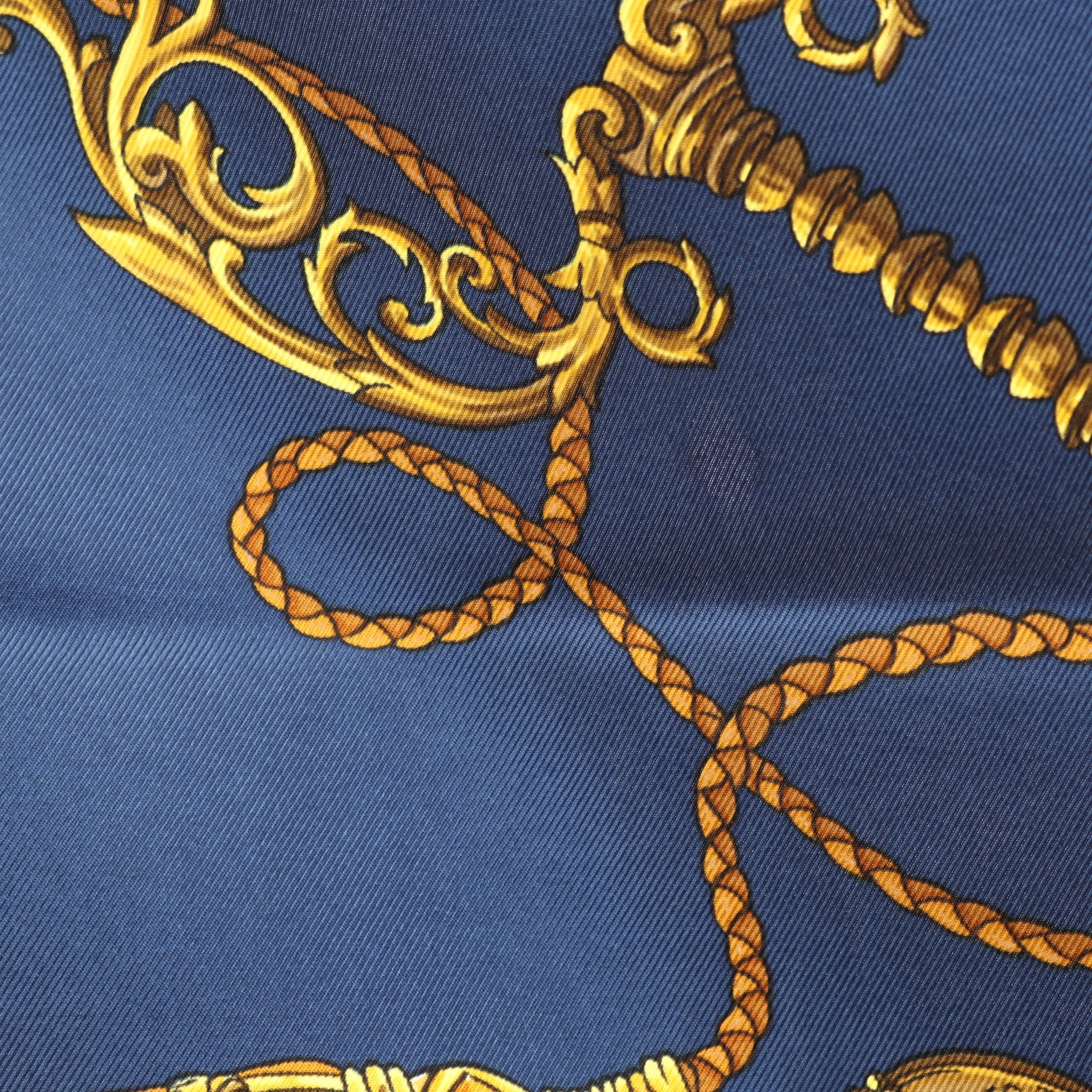 カレ90 LES CLES スカーフ シルク ネイビー マルチカラー エルメス – RECLO