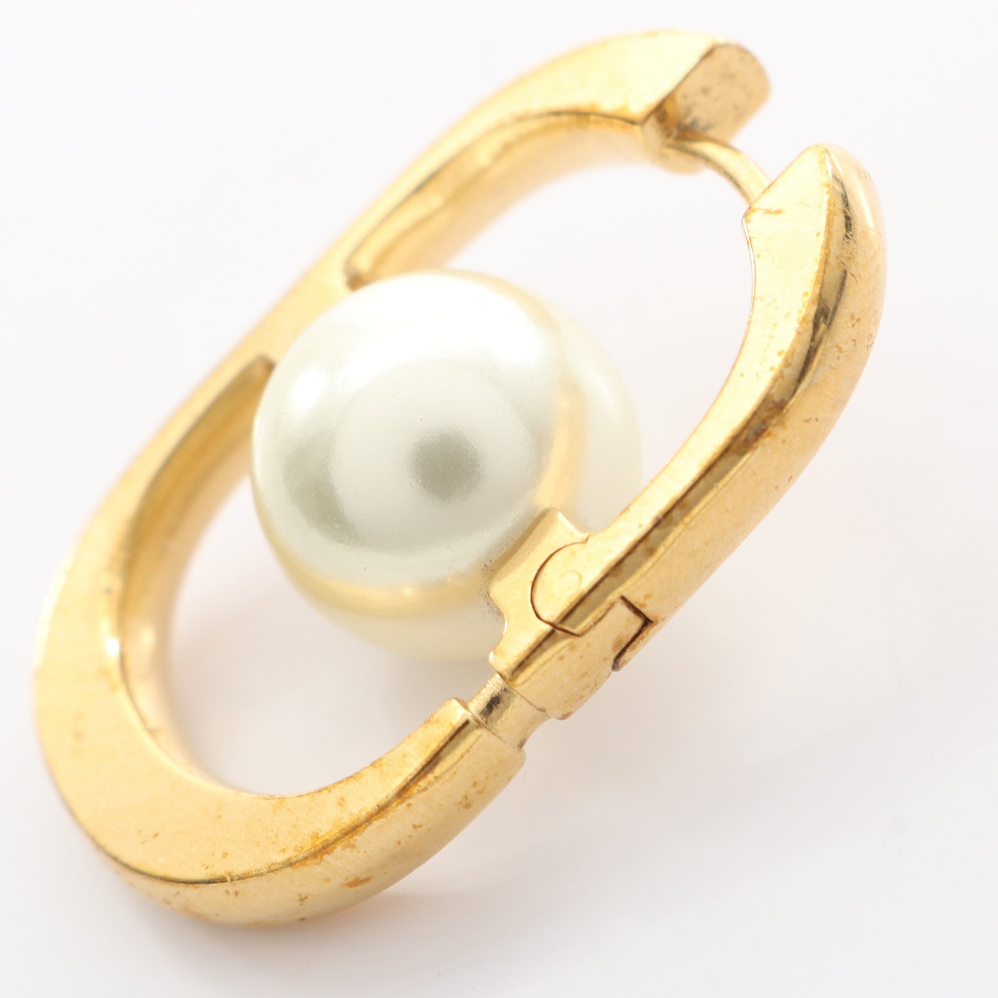 CDロゴ ピアス GP フェイクパール ゴールド ホワイト 片耳 ディオール アクセサリー DIOR