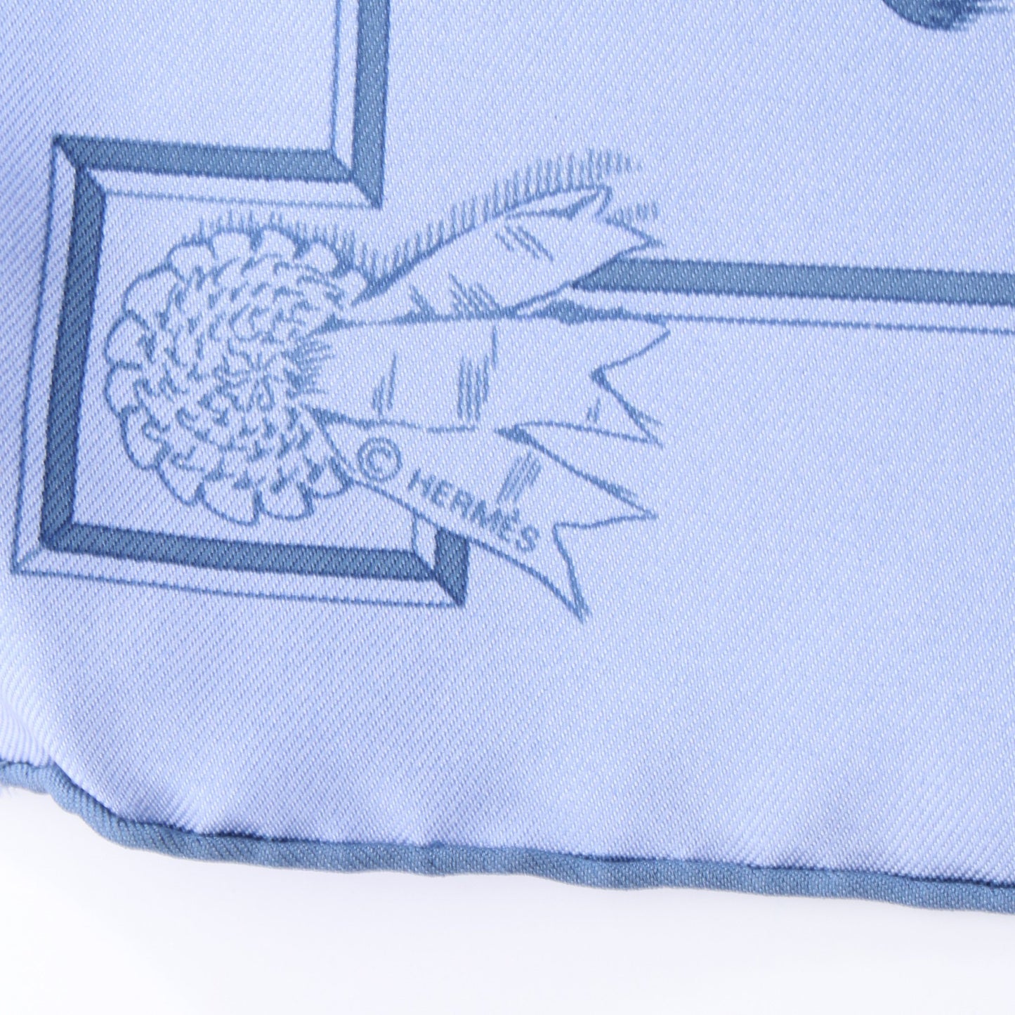 プチカレ カレ45 スカーフ 馬柄 シルク ブルー エルメス 財布・小物 HERMES
