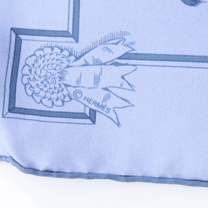 プチカレ カレ45 スカーフ 馬柄 シルク ブルー エルメス 財布・小物 HERMES