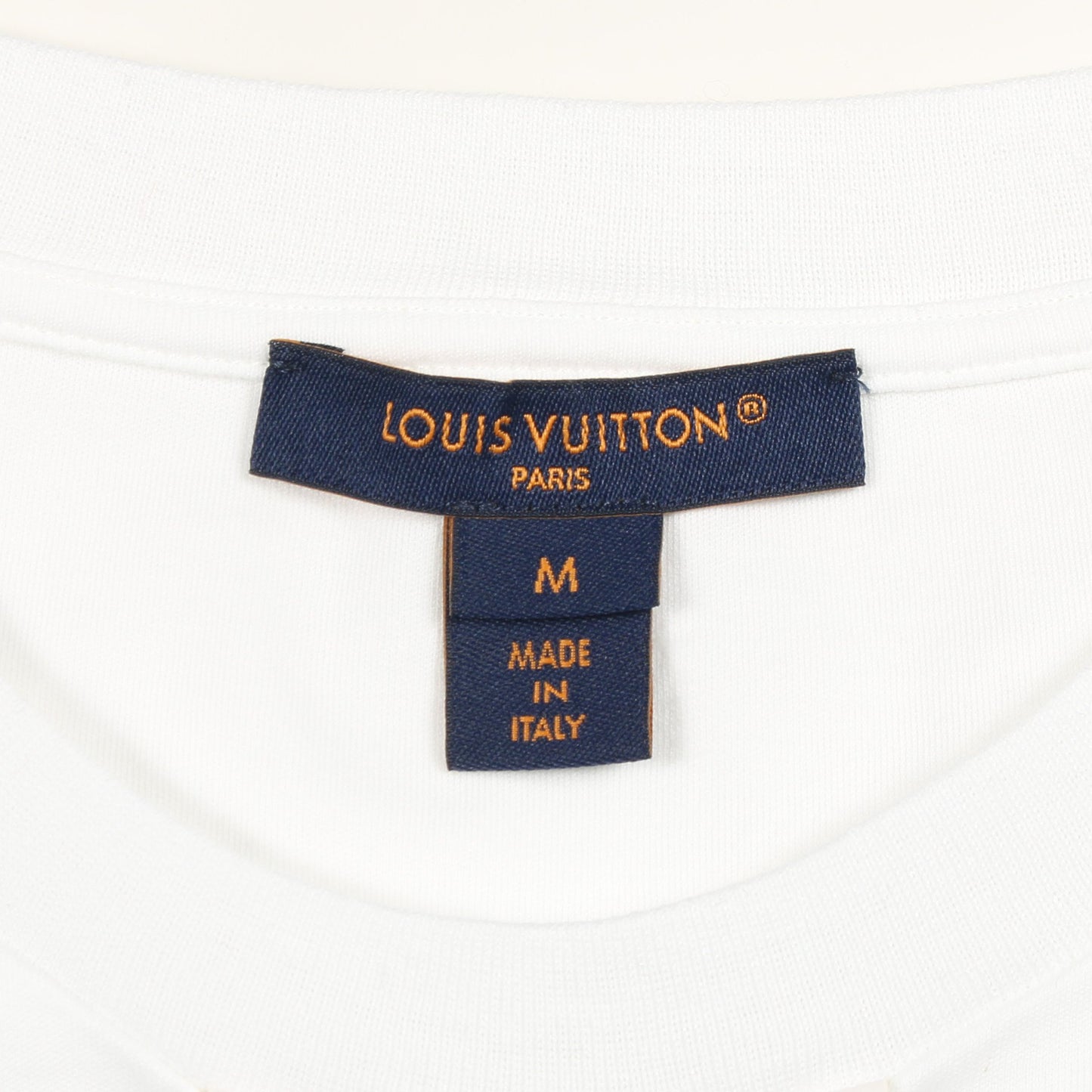 ロゴ刺繍 半袖Tシャツ コットン ホワイト レッド チェーン付き ルイヴィトン トップス LOUIS VUITTON