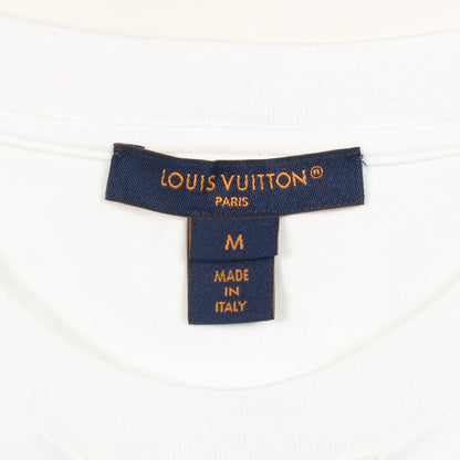 ロゴ刺繍 半袖Tシャツ コットン ホワイト レッド チェーン付き ルイヴィトン トップス LOUIS VUITTON