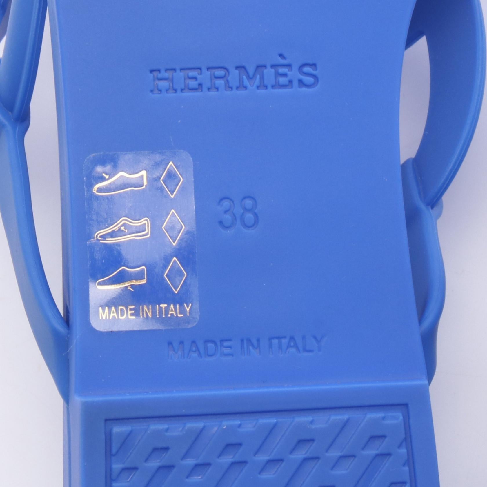エジェリ シェーヌダンクル トングサンダル ラバー ブルー エルメス シューズ HERMES