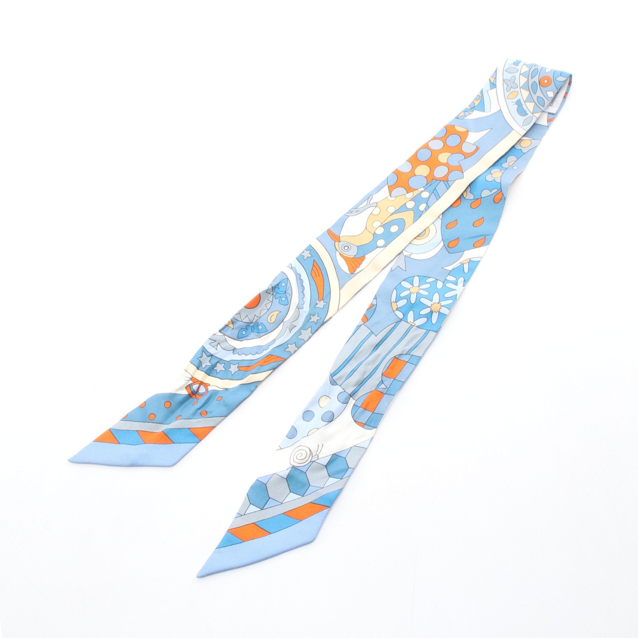 ツイリー LES MURMURES DE LA FORET リボン スカーフ シルク ブルー