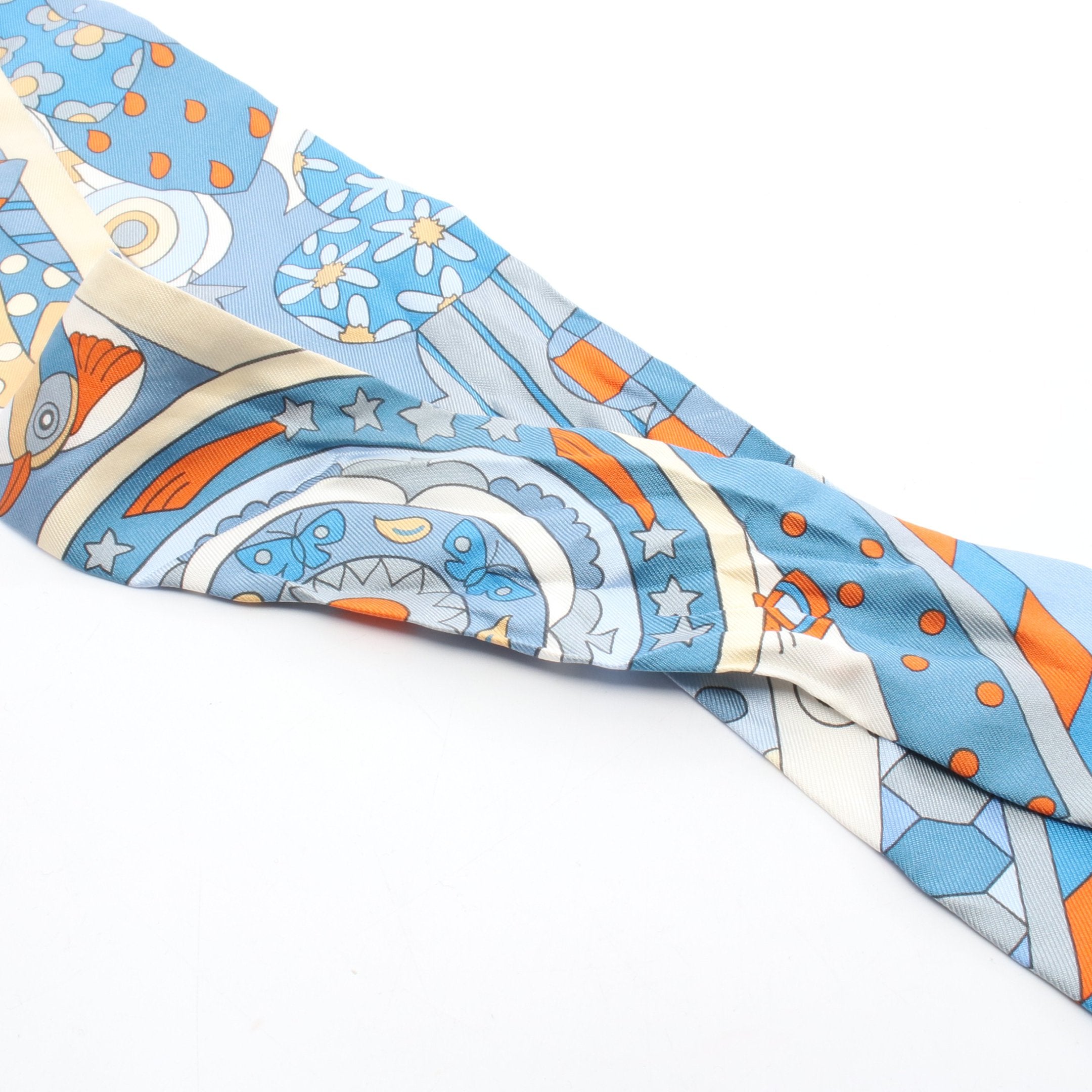 ツイリー LES MURMURES DE LA FORET リボン スカーフ シルク ブルー