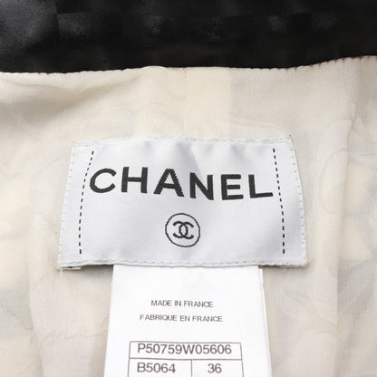ジャケット 総柄 コットン ナイロン ホワイト ブラック シャネル アウター CHANEL