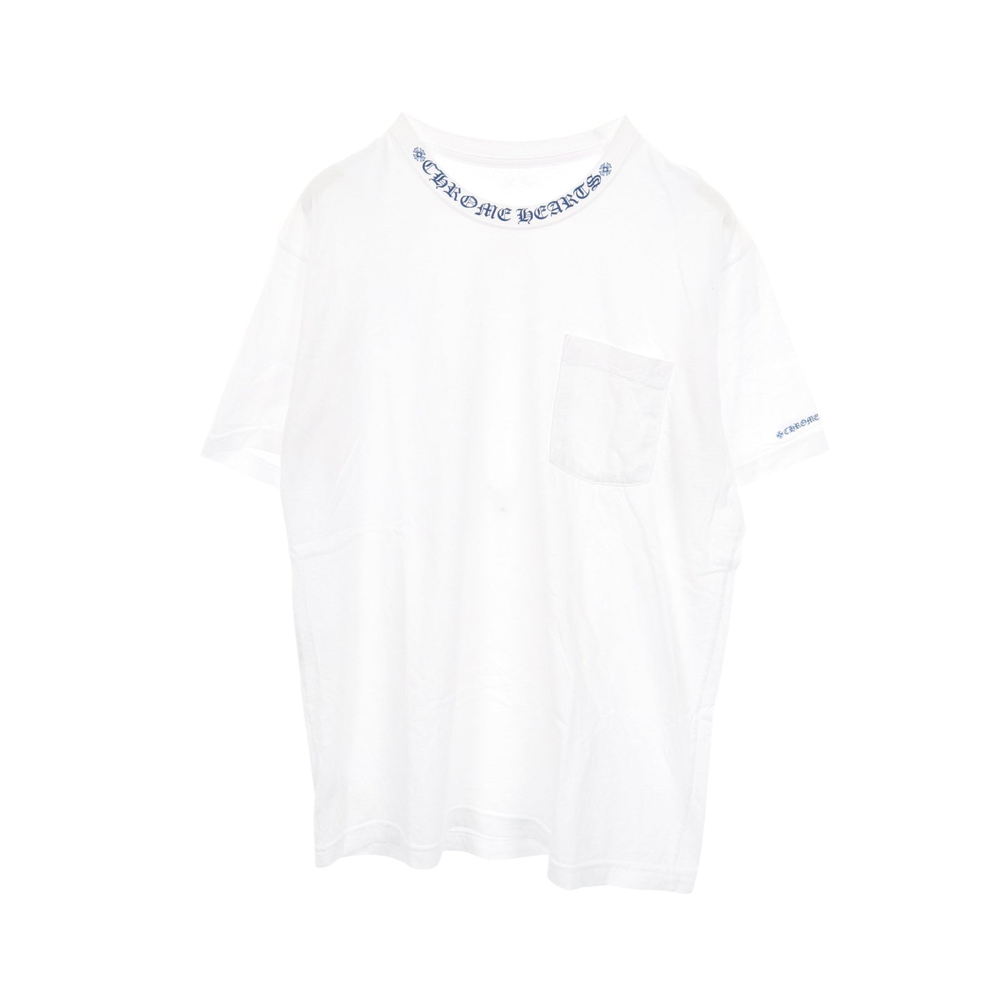 ネックロゴ 半袖Tシャツ コットン ホワイト ブルー クロムハーツ トップス Chrome Hearts