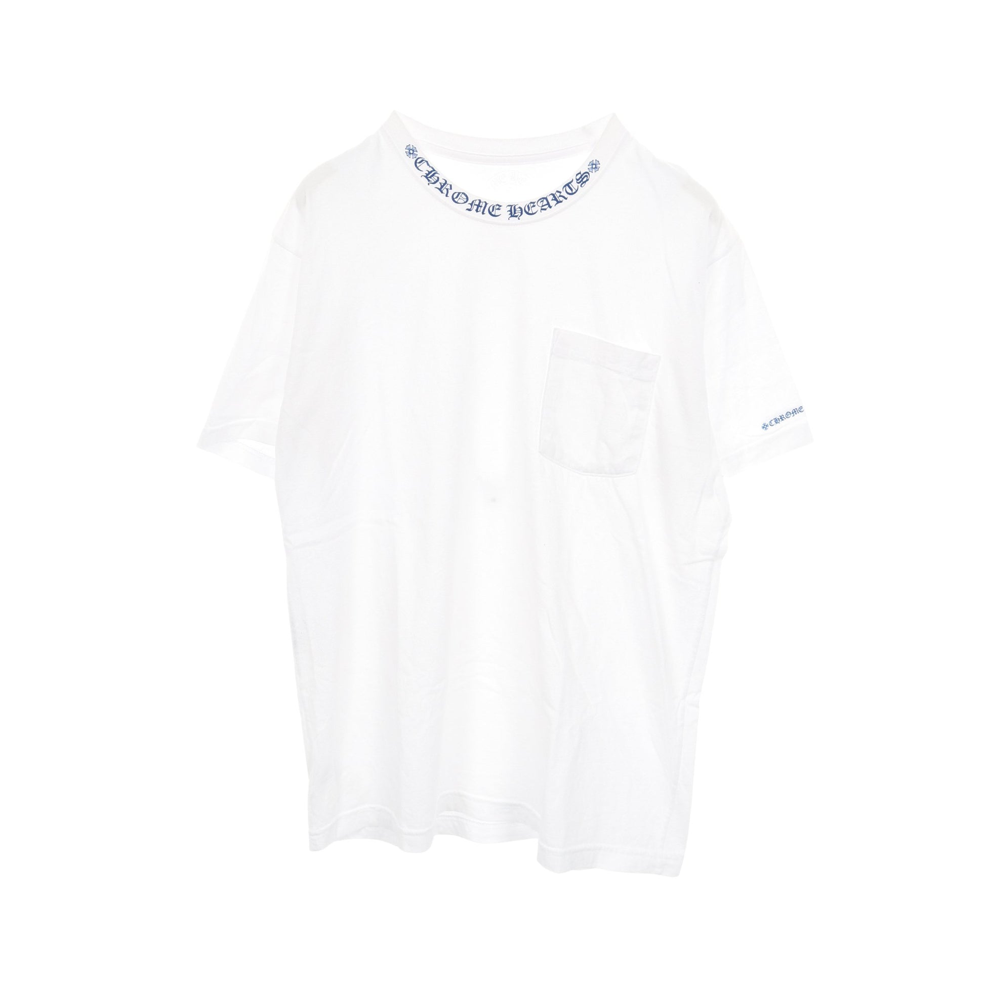 ネックロゴ 半袖Tシャツ コットン ホワイト ブルー クロムハーツ トップス Chrome Hearts