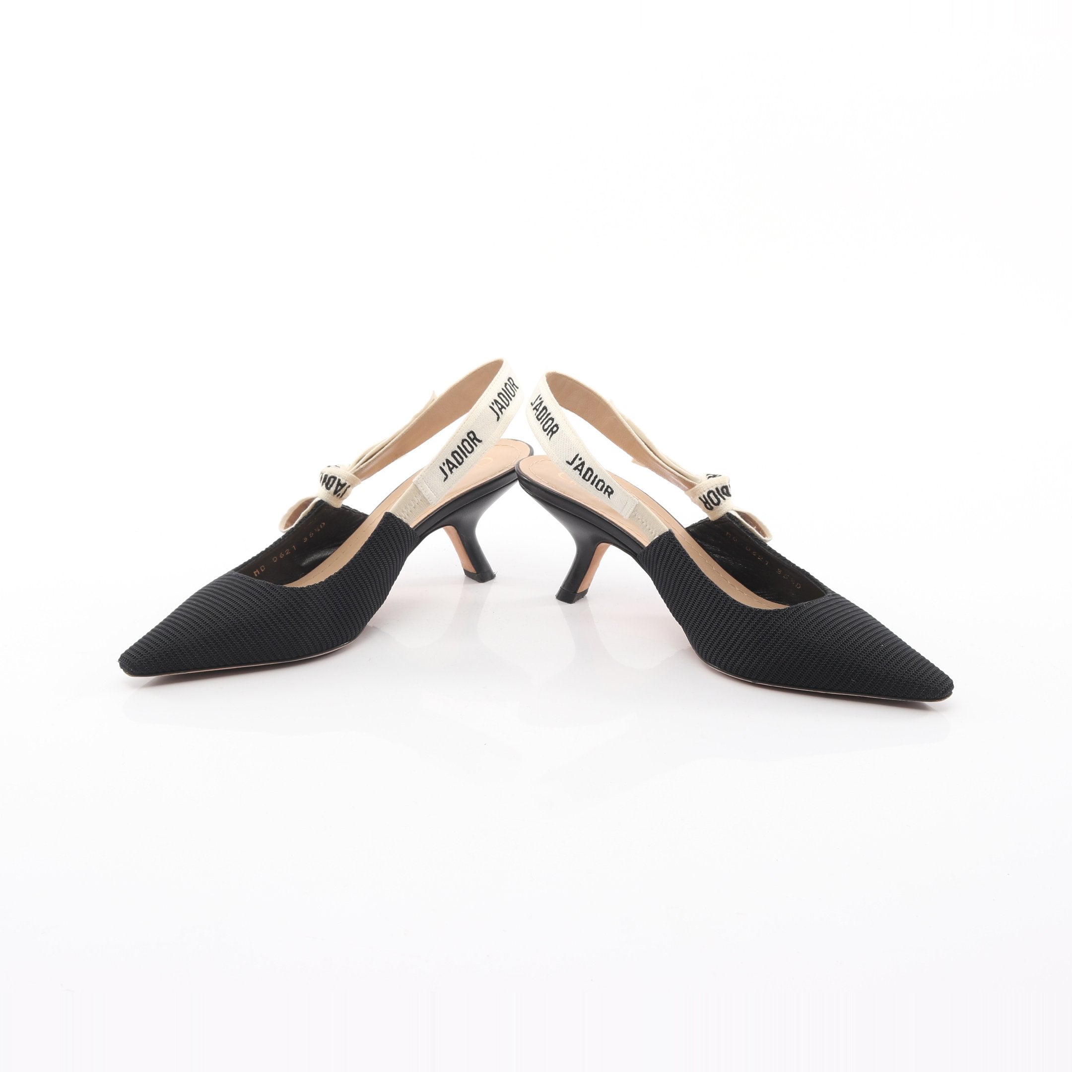 J'ADIOR スリングバック パンプス ファブリック ブラック クリスチャン