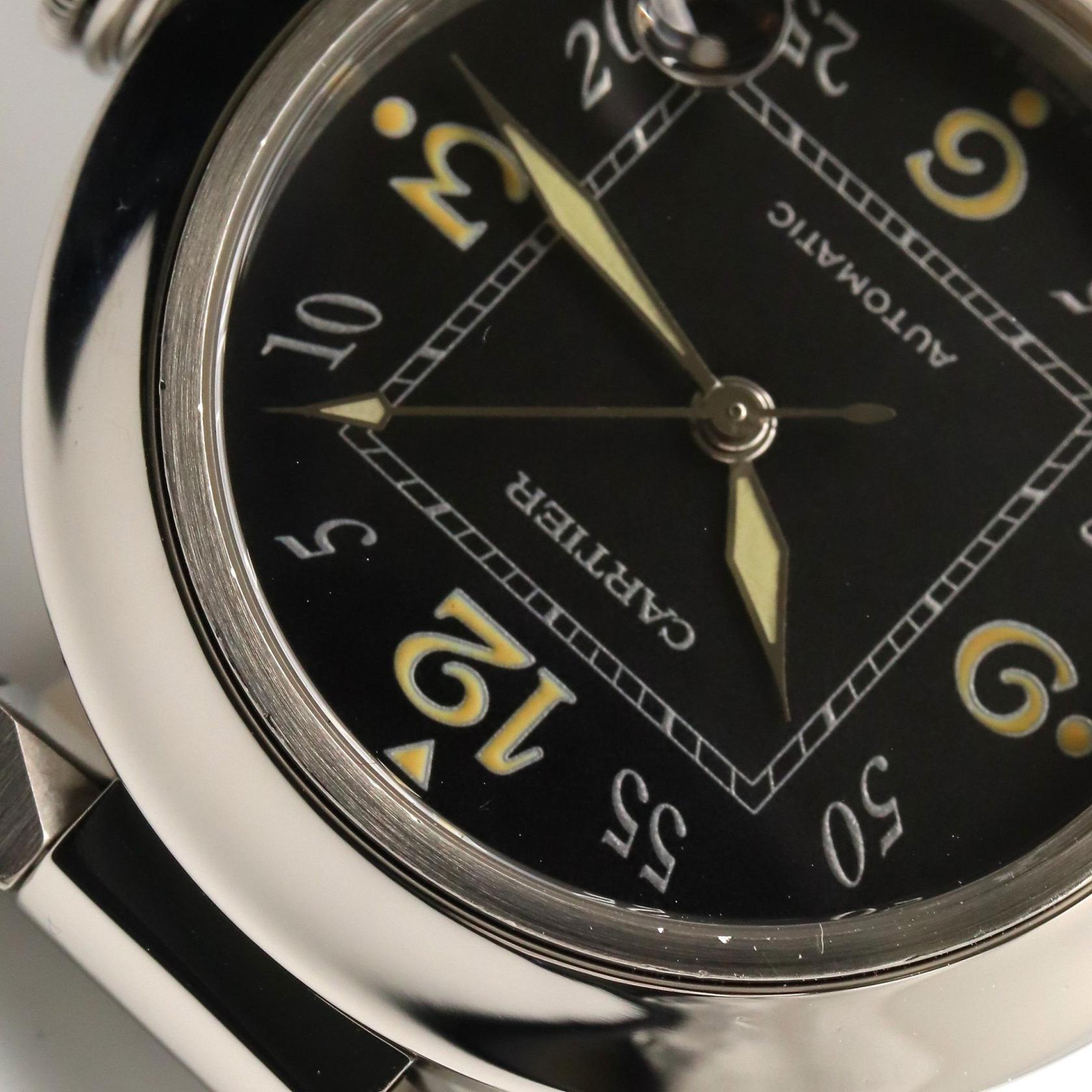 Cartier カルティエ パシャC ビッグデイト 黒 SS カルティエ 時計 パシャ ビッグデイト35mm メンズ 中古 美品