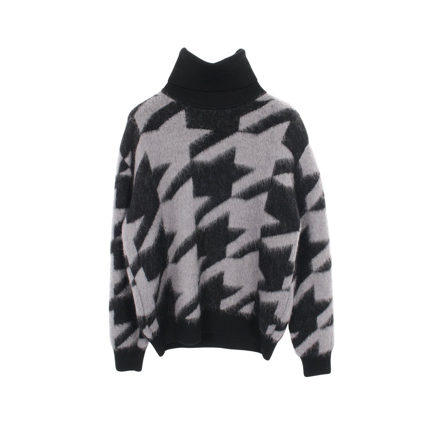 ニット タートルネック 千鳥格子 ウール ナイロン モヘヤ ブラック グレー 切替 ジバンシィ トップス GIVENCHY