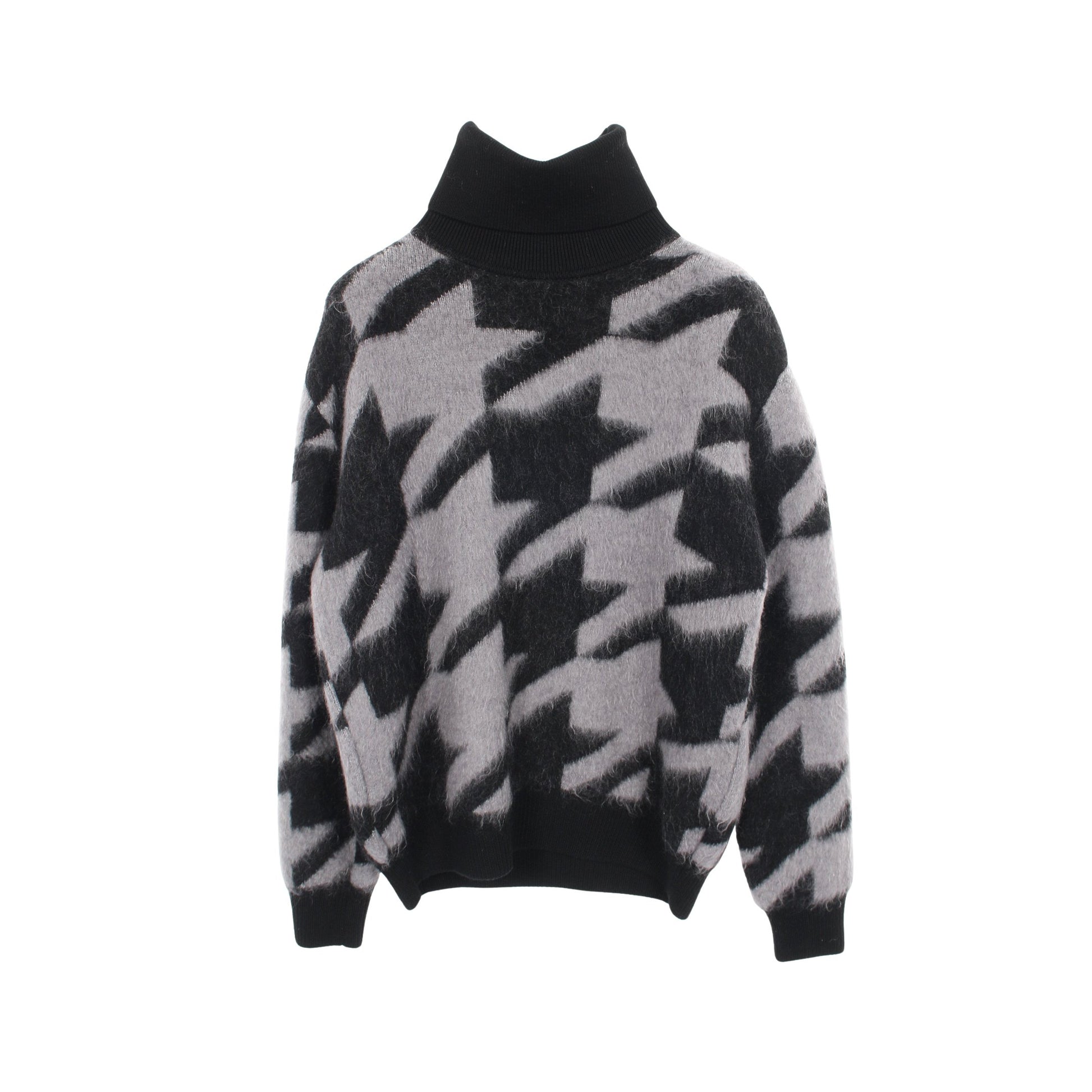 ニット タートルネック 千鳥格子 ウール ナイロン モヘヤ ブラック グレー 切替 ジバンシィ トップス GIVENCHY