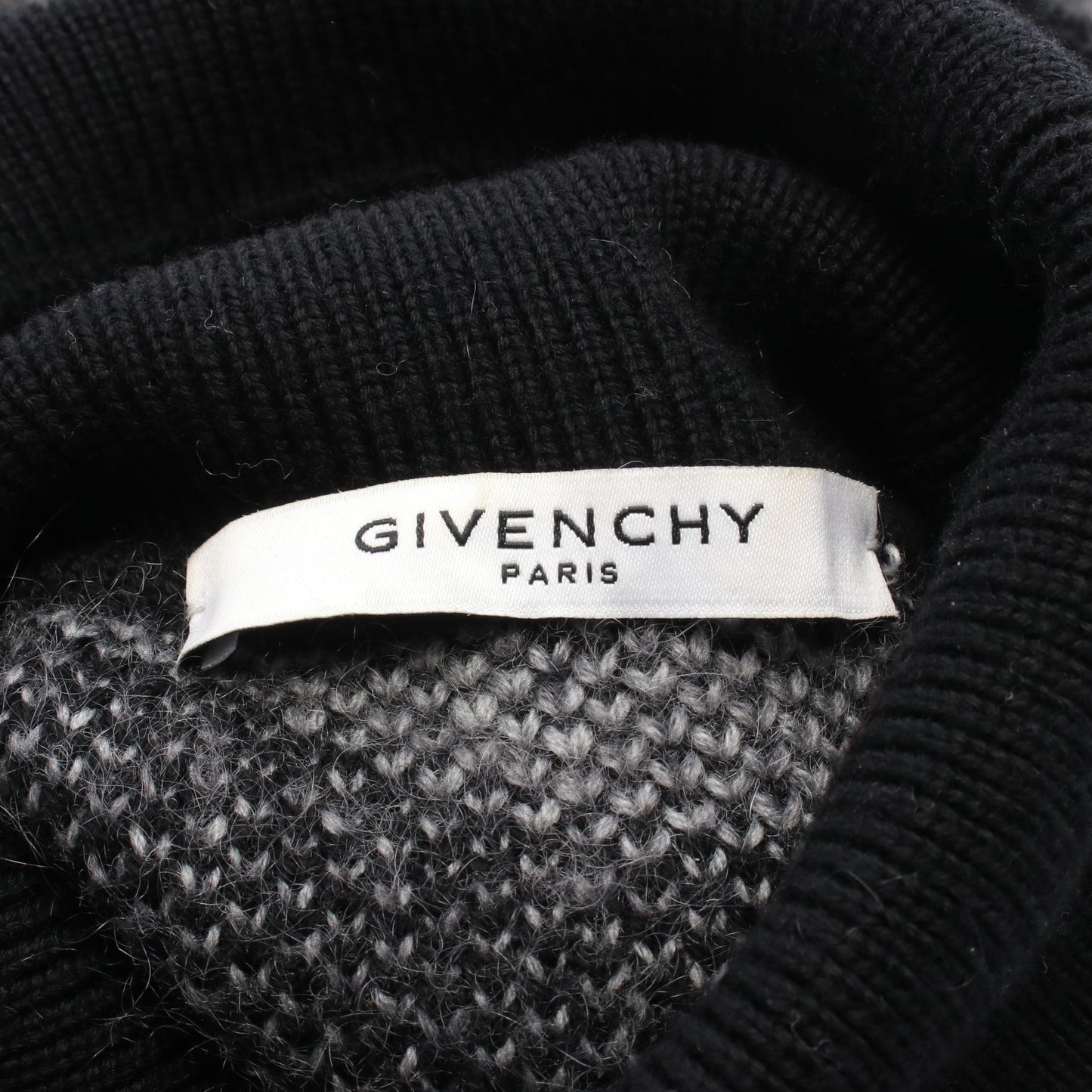 ニット タートルネック 千鳥格子 ウール ナイロン モヘヤ ブラック グレー 切替 ジバンシィ トップス GIVENCHY