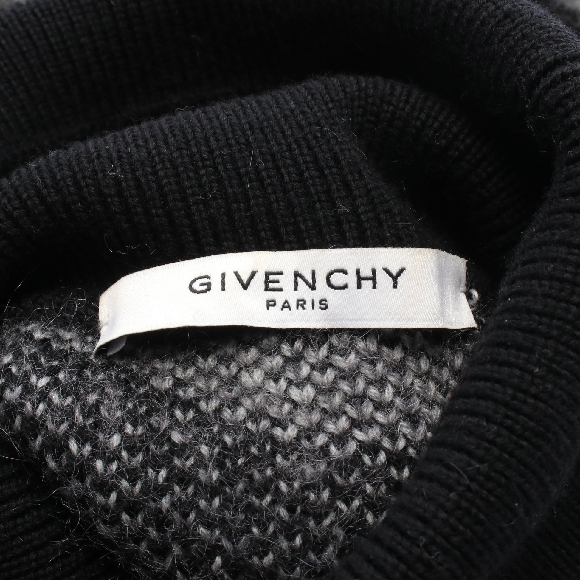 ニット タートルネック 千鳥格子 ウール ナイロン モヘヤ ブラック グレー 切替 ジバンシィ トップス GIVENCHY