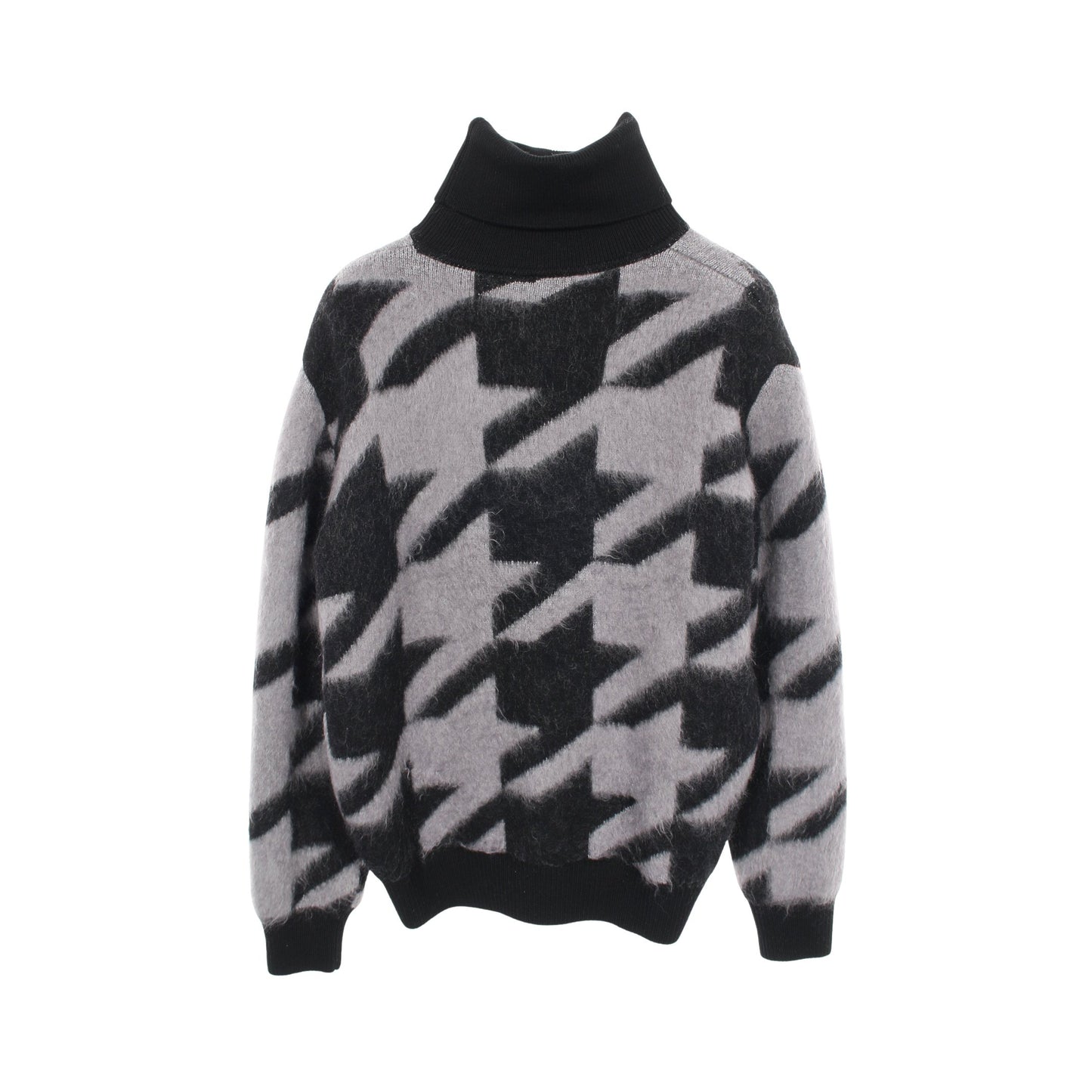 ニット タートルネック 千鳥格子 ウール ナイロン モヘヤ ブラック グレー 切替 ジバンシィ トップス GIVENCHY