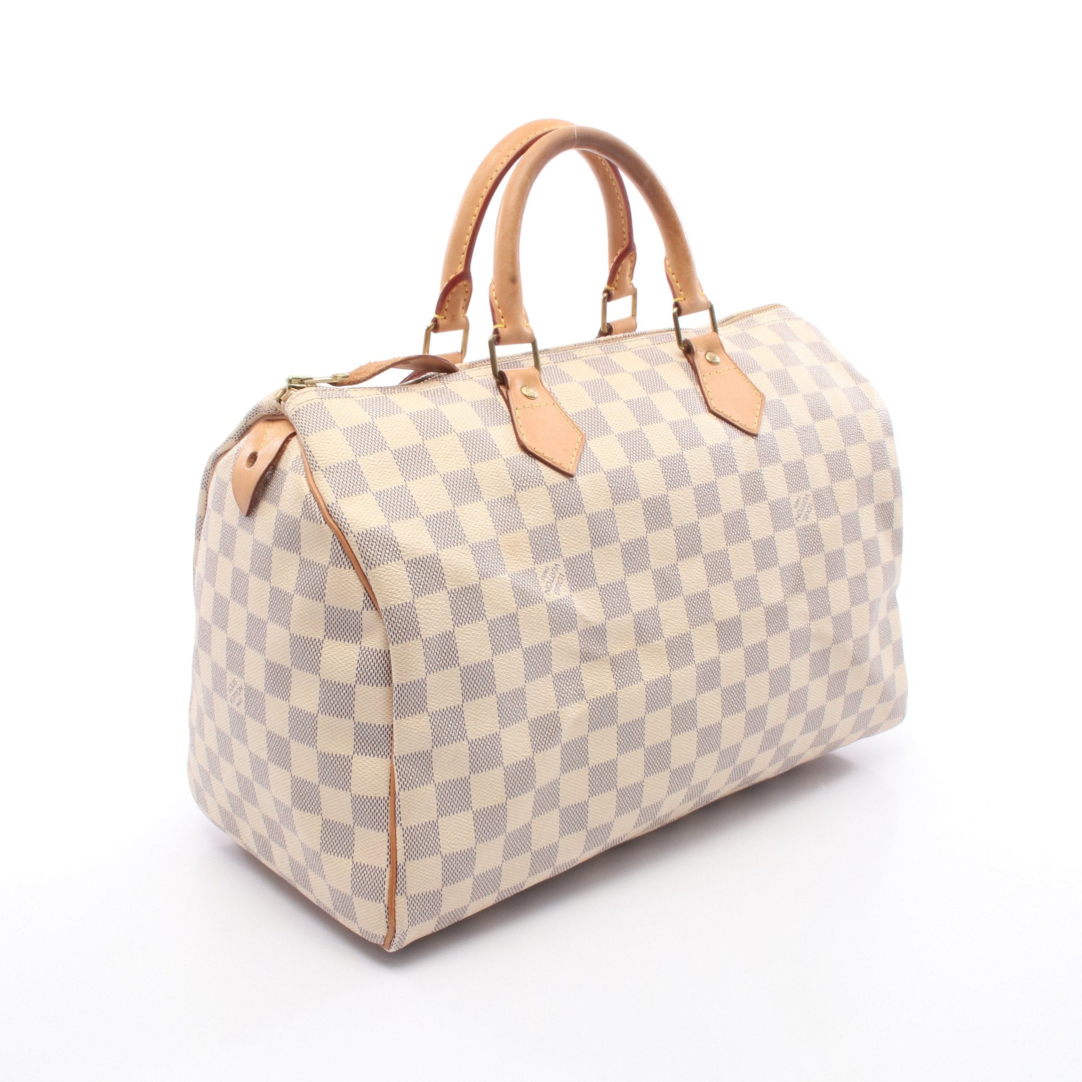 スピーディ35 ダミエアズール ハンドバッグ PVC レザー ホワイト ルイ