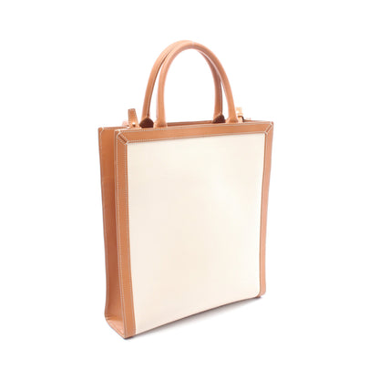 スモール バーティカル カバ ハンドバッグ トートバッグ キャンバス レザー アイボリー ブラウン 2WAY セリーヌ バッグ CELINE