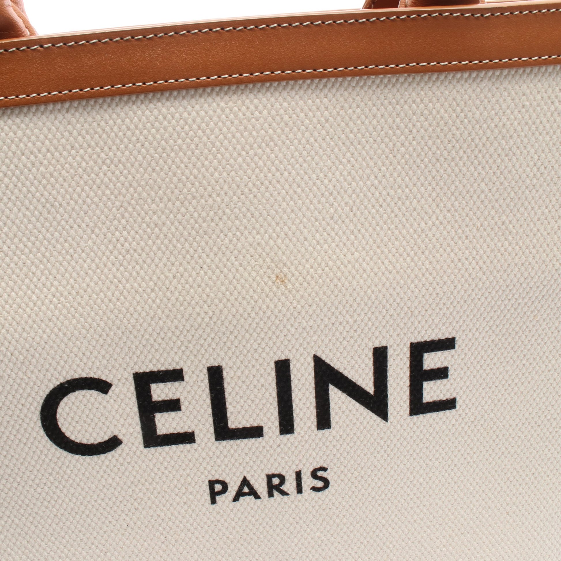 スモール バーティカル カバ ハンドバッグ トートバッグ キャンバス レザー アイボリー ブラウン 2WAY セリーヌ バッグ CELINE