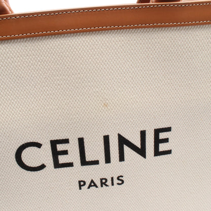 スモール バーティカル カバ ハンドバッグ トートバッグ キャンバス レザー アイボリー ブラウン 2WAY セリーヌ バッグ CELINE