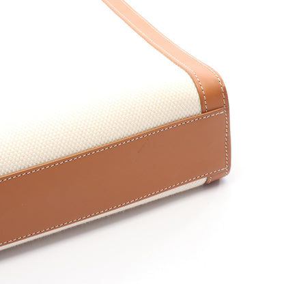 スモール バーティカル カバ ハンドバッグ トートバッグ キャンバス レザー アイボリー ブラウン 2WAY セリーヌ バッグ CELINE