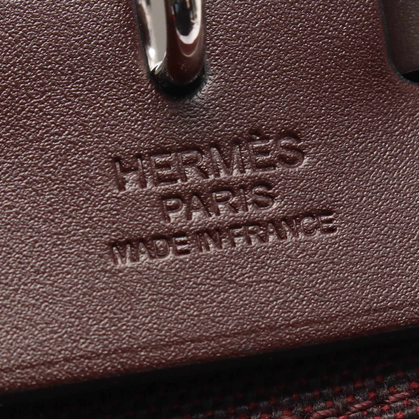 エールバッグジップPM ハンドバッグ トワルミリタリー レザー ボルドー シルバー金具 2WAY W刻印 エルメス バッグ HERMES