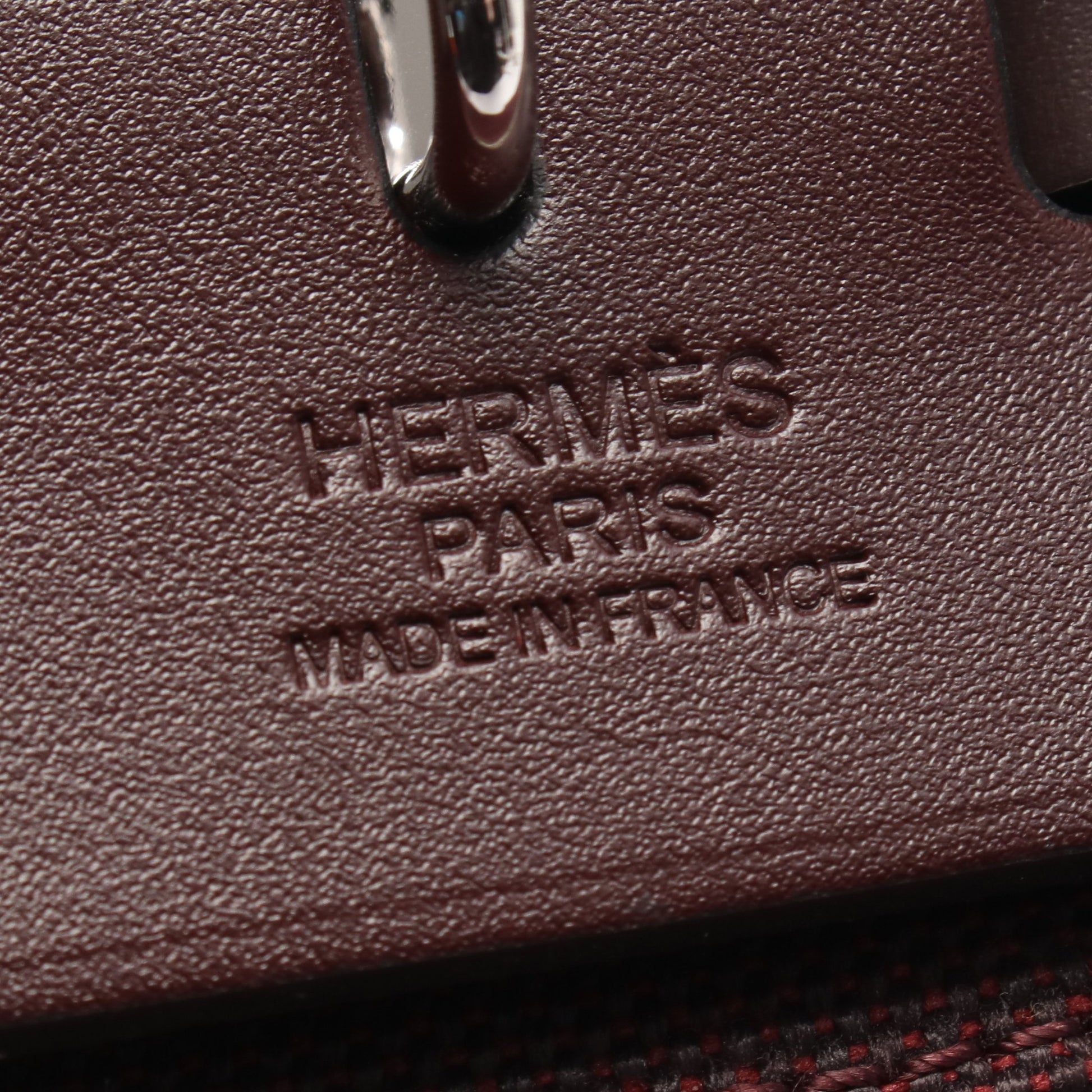 エールバッグジップPM ハンドバッグ トワルミリタリー レザー ボルドー シルバー金具 2WAY W刻印 エルメス バッグ HERMES