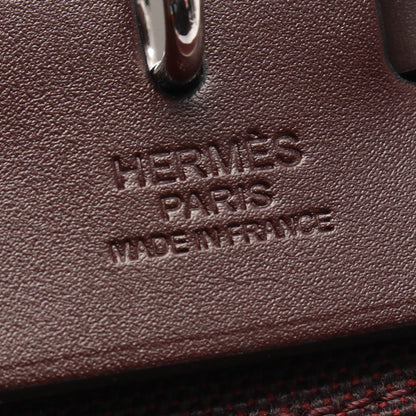 エールバッグジップPM ハンドバッグ トワルミリタリー レザー ボルドー シルバー金具 2WAY W刻印 エルメス バッグ HERMES