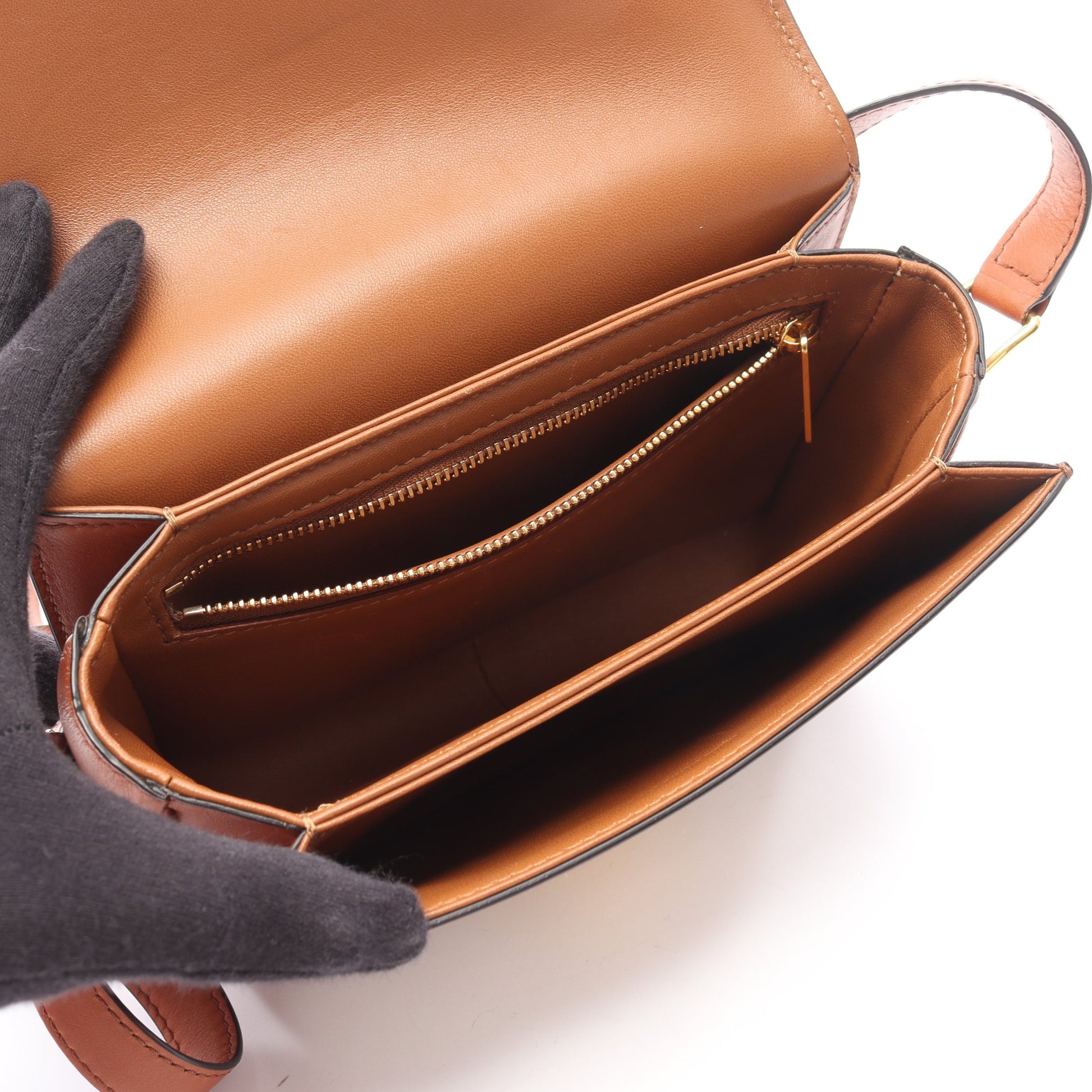 ティーン トリオンフ ショルダーバッグ キャンバス レザー アイボリー ブラウン セリーヌ バッグ CELINE
