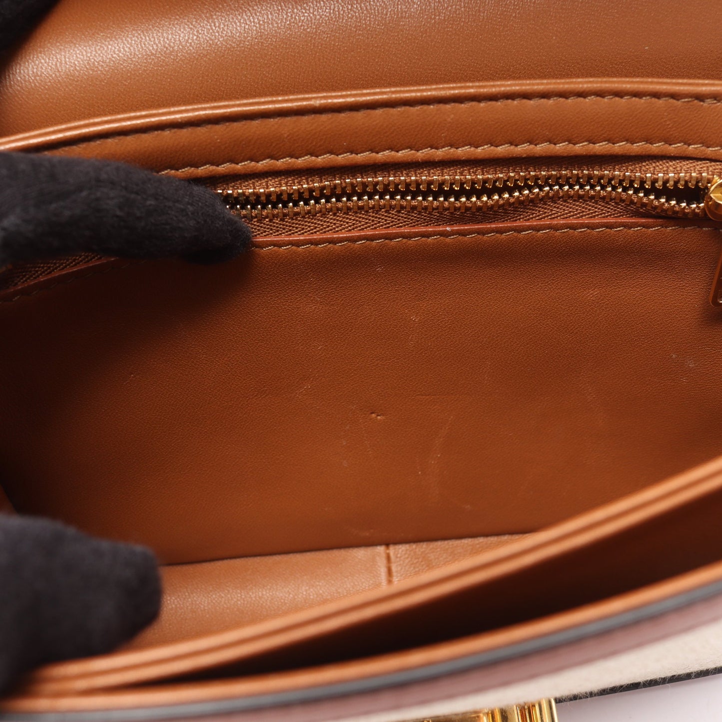 ティーン トリオンフ ショルダーバッグ キャンバス レザー アイボリー ブラウン セリーヌ バッグ CELINE