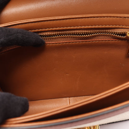 ティーン トリオンフ ショルダーバッグ キャンバス レザー アイボリー ブラウン セリーヌ バッグ CELINE