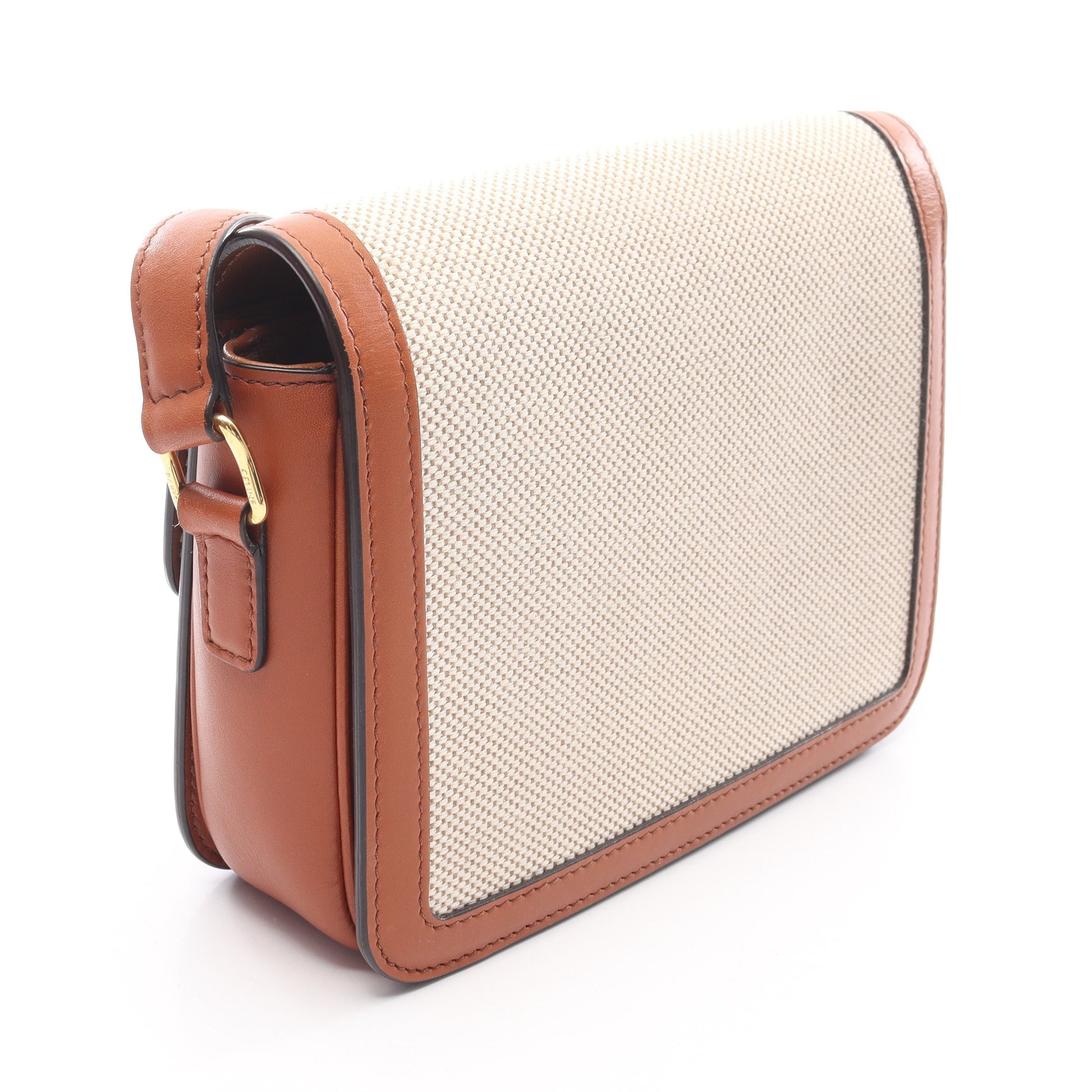 ティーン トリオンフ ショルダーバッグ キャンバス レザー アイボリー ブラウン セリーヌ バッグ CELINE