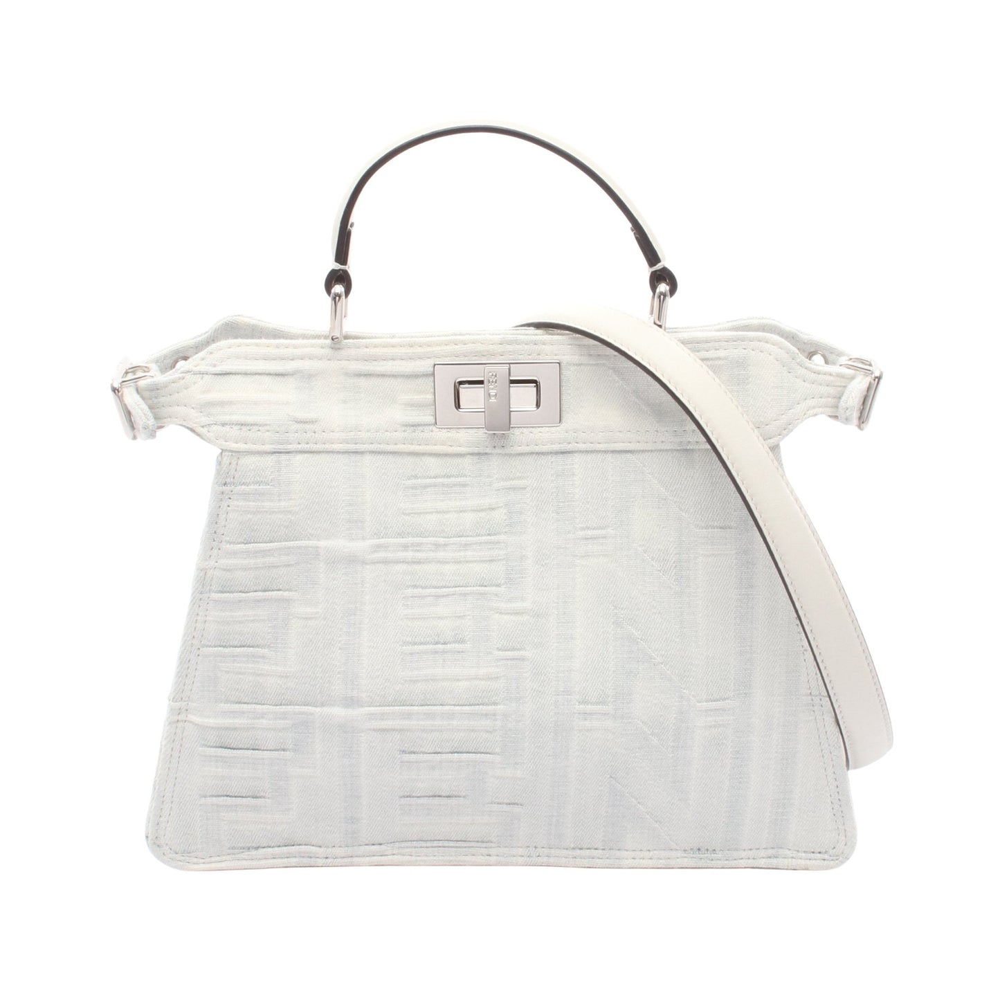 FENDI × MARC JACOBS ピーカブー アイシーユー スモール ハンドバッグ デニム レザー ライトブルー ホワイト 2WAY フェンディ バッグ FENDI