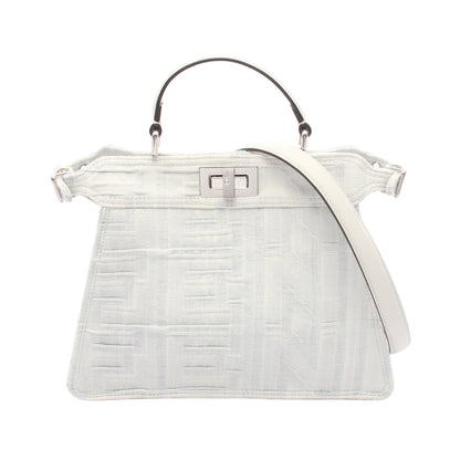 FENDI × MARC JACOBS ピーカブー アイシーユー スモール ハンドバッグ デニム レザー ライトブルー ホワイト 2WAY フェンディ バッグ FENDI