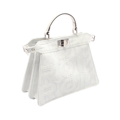 FENDI × MARC JACOBS ピーカブー アイシーユー スモール ハンドバッグ デニム レザー ライトブルー ホワイト 2WAY フェンディ バッグ FENDI