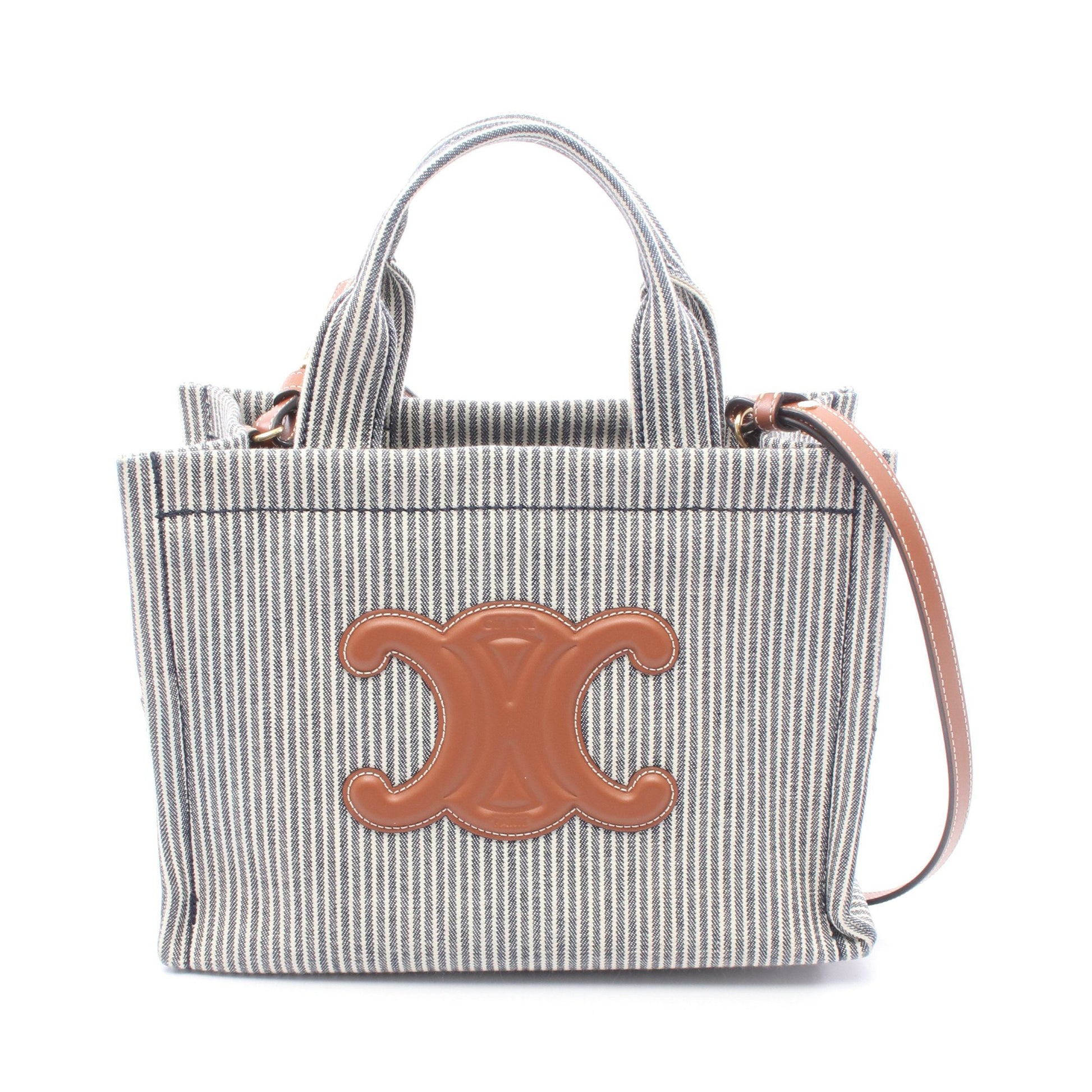 SMALL CABAS スモール カバ タイス ハンドバッグ トートバッグ キャンバス レザー ネイビー ホワイト ブラウン 2WAY セリーヌ バッグ CELINE