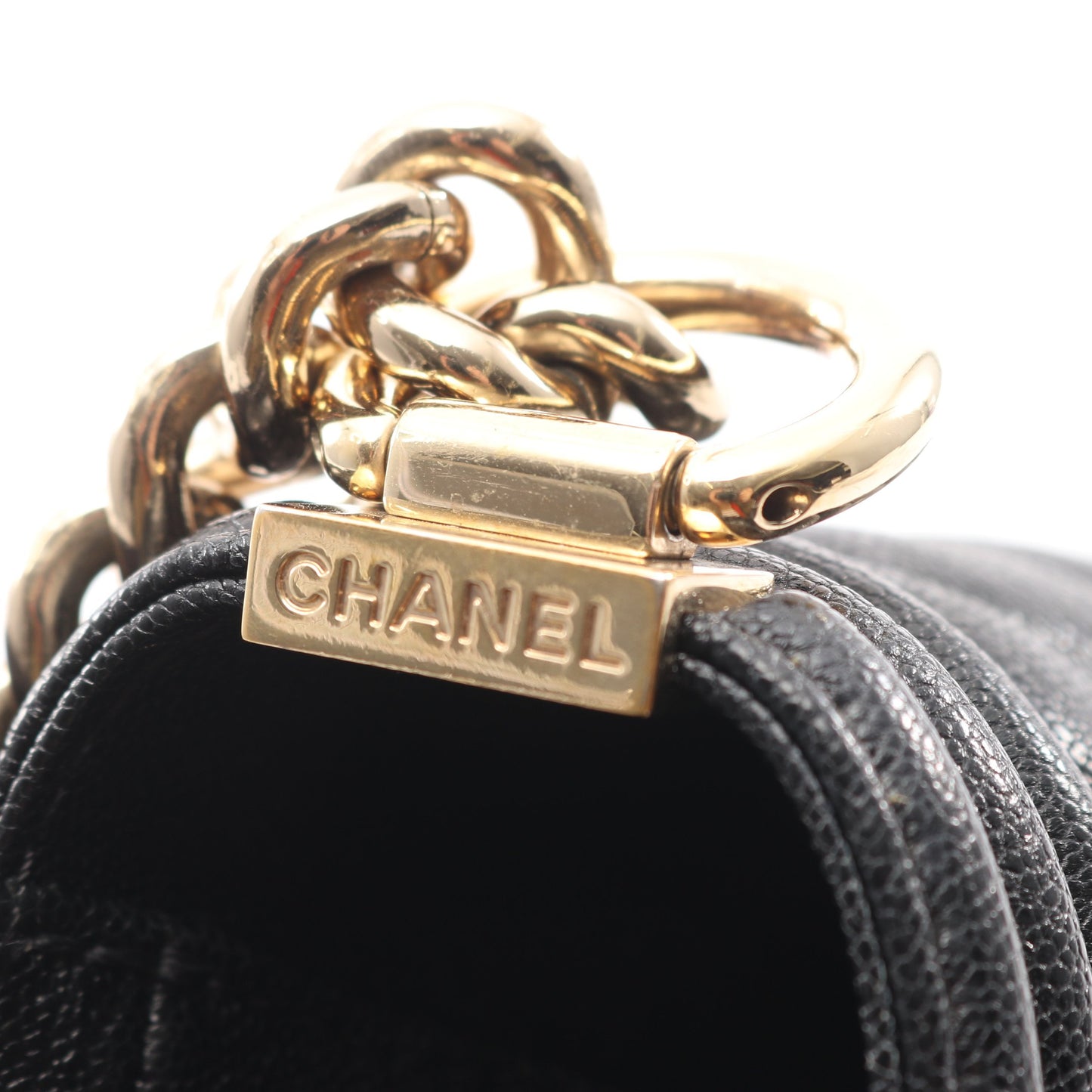 ボーイシャネル チェーンショルダーバッグ レザー ブラック ゴールド金具 シャネル バッグ CHANEL