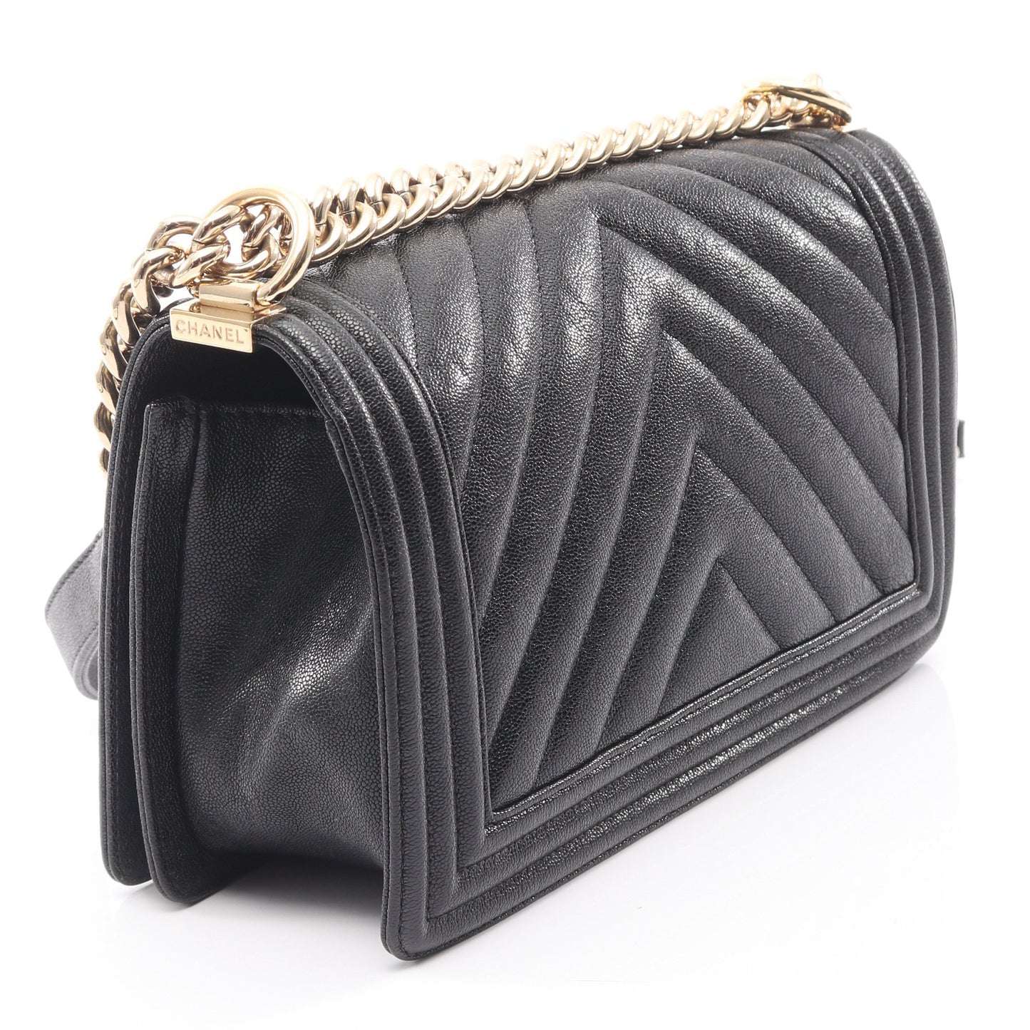 ボーイシャネル チェーンショルダーバッグ レザー ブラック ゴールド金具 シャネル バッグ CHANEL