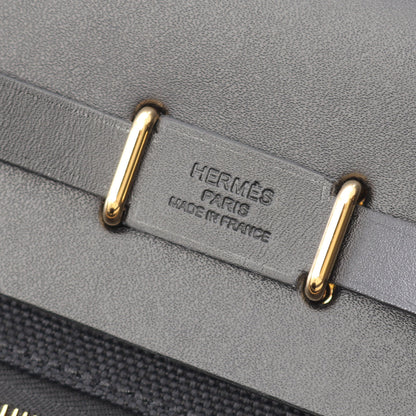 エールバッグジップ ミニ ショルダーバッグ トワルミリタリー ヴァッシュハンター ブラック ゴールド金具 K刻印 エルメス バッグ HERMES