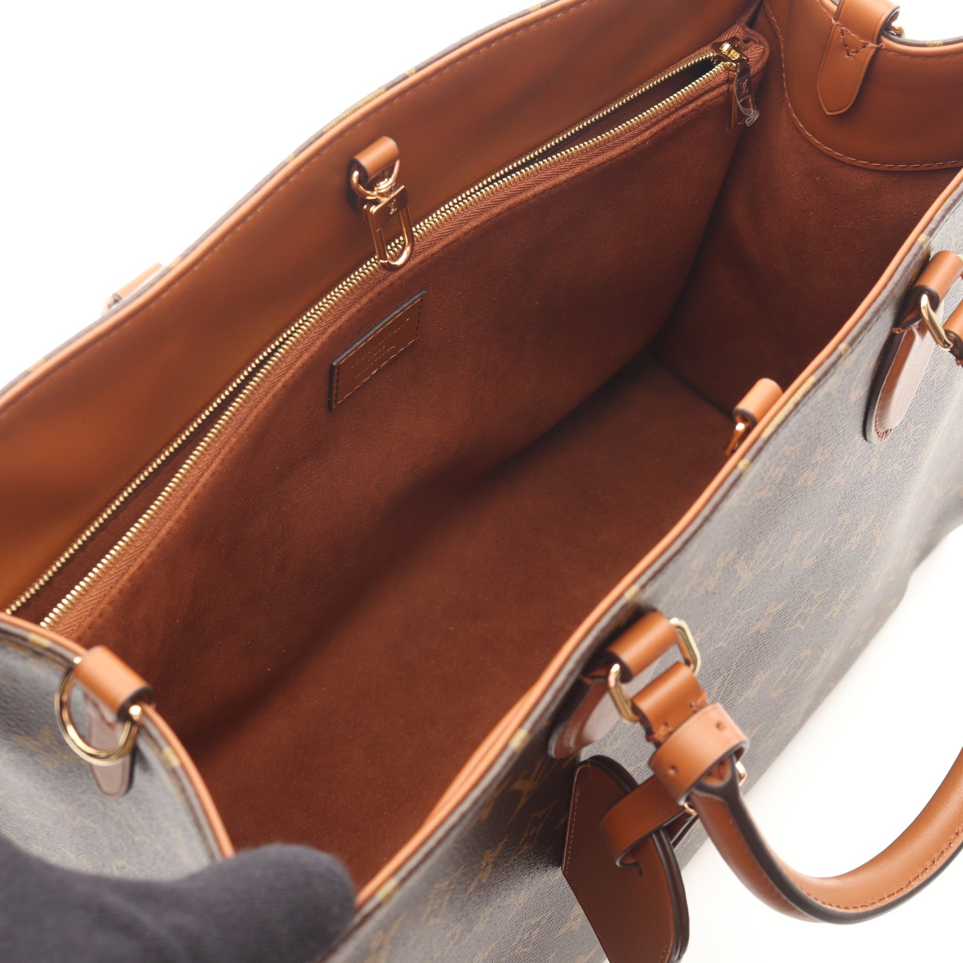 オンザゴー オーガナイザー モノグラム ハンドバッグ トートバッグ PVC レザー ブラウン 2WAY ルイヴィトン バッグ LOUIS VUITTON