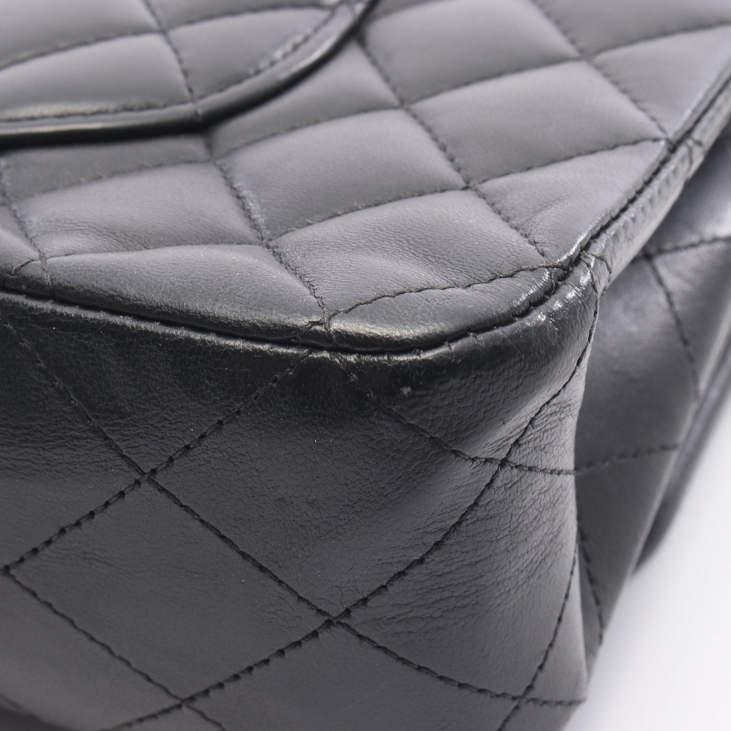 マトラッセ Wフラップ Wチェーンショルダーバッグ ラムスキン ブラック シルバー金具 シャネル バッグ CHANEL